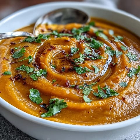 Golden roasted butternut squash lentil soup, a hearty vegan meal perfect for autumn.