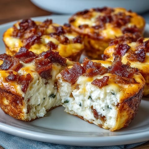 Close-up of Ranch Bacon Breakfast Egg Bites revealing fluffy egg texture and specks of green chives for garnish.
