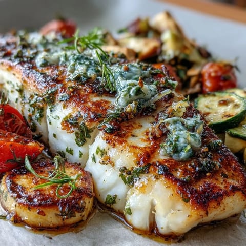 Colorful sheet pan meal featuring flaky tilapia fillets, fresh zucchini, and juicy cherry tomatoes seasoned with garlic and herbs.  