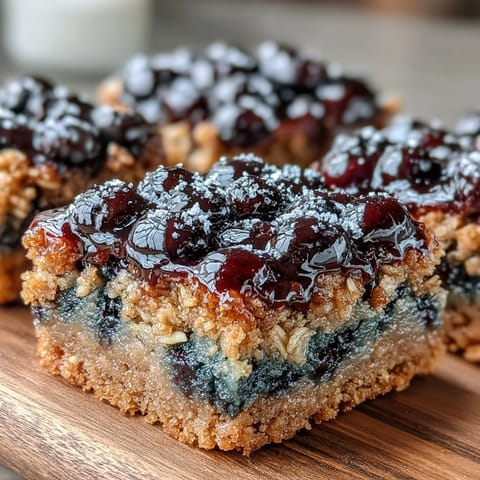 Blueberry oat breakfast bars with juicy berries and chewy texture, perfect for healthy on-the-go mornings or snacks.