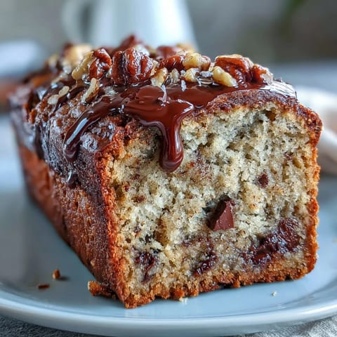 Wholesome, refined sugar-free banana bread with vanilla protein powder and gooey chocolate chips, baked golden brown.  