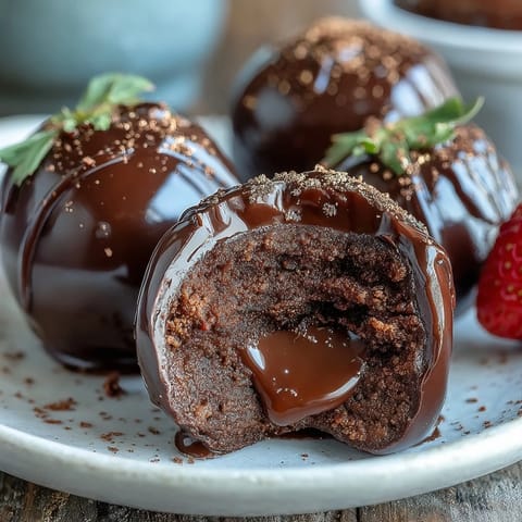 Luxurious Dubai chocolate strawberry truffles adorned with edible gold flakes, a decadent dessert inspired by Middle Eastern opulence.