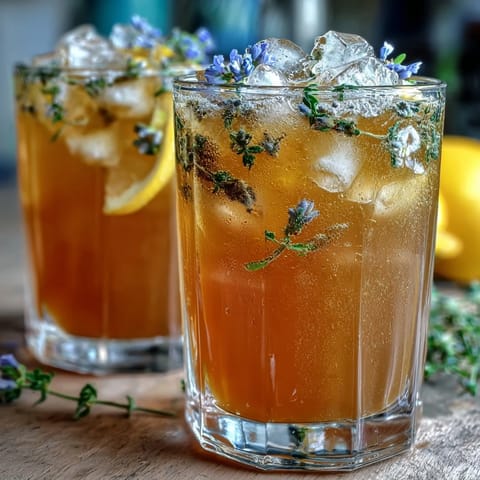 A vibrant pitcher of lavender honey lemonade, golden and floral, garnished with fresh lavender sprigs and lemon slices.