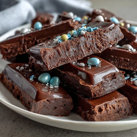 Festive pastel chocolate bark with Cadbury eggs, swirls of colorful candy melts, and sprinkles on a serving tray.