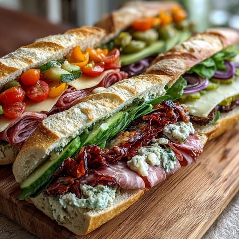 Colorful Loaded Deli Sandwich Board featuring an array of meats, cheeses, crisp vegetables, and spreads, perfect for building your ideal sandwich.  