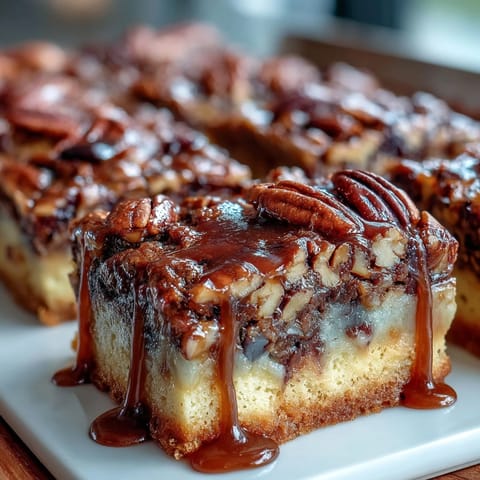 Decadent Kentucky Derby pecan pie bars with bourbon glaze, topped with crunchy pecans and a buttery shortbread base.