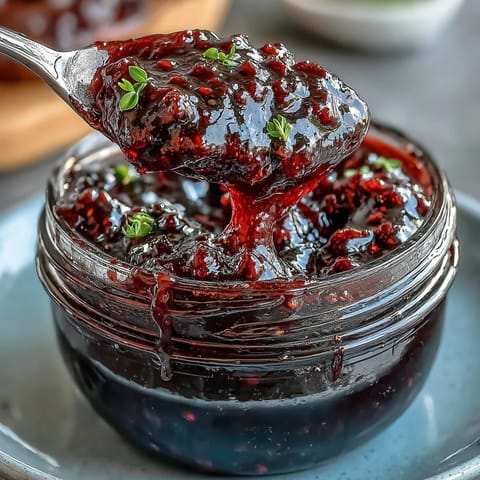 Our rich Fricy Blackberry Jalapeño BBQ Sauce, beautifully thickened for dipping.