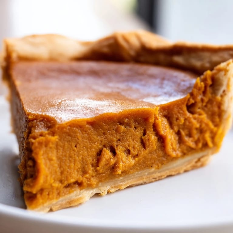Buttery, flaky crust cradling smooth pumpkin pie filling, a Thanksgiving classic's visual treat.