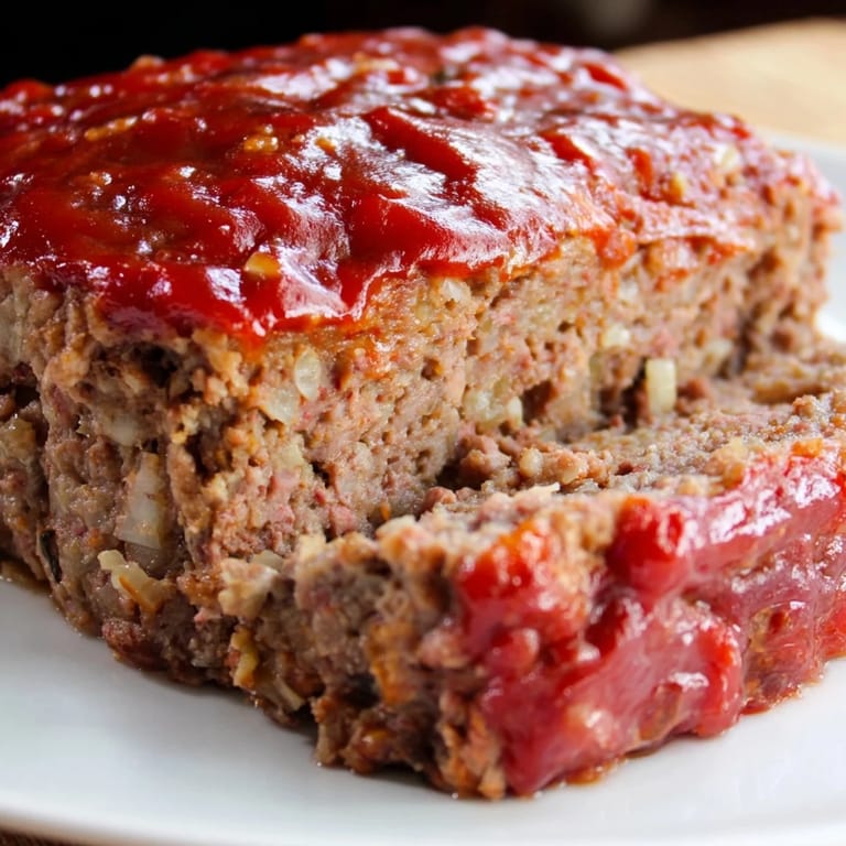 Juicy cooked meatloaf, with a perfectly browned crust, ideal served with mashed potatoes.