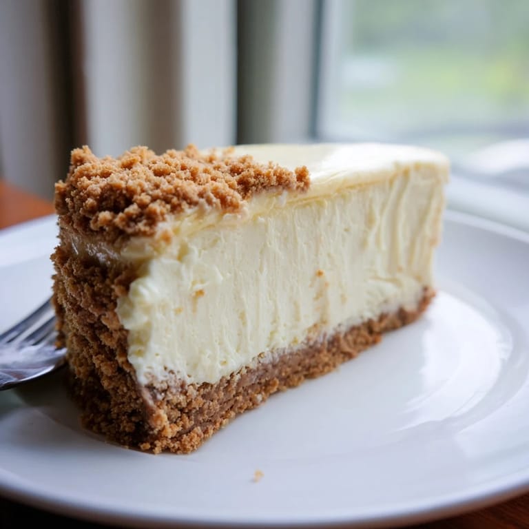 Picture a luscious New York Cheesecake, ready to eat, with berries, and a satisfying crumble.