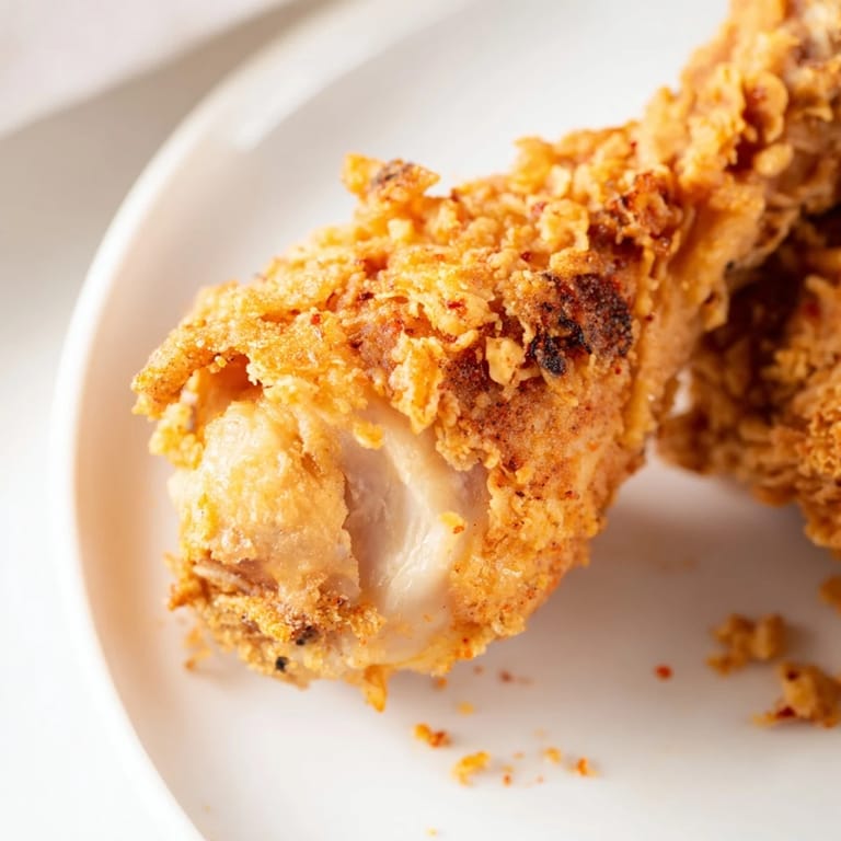 Juicy and tender Fried Chicken, perfectly seasoned and ready to eat with a side of mashed potatoes.