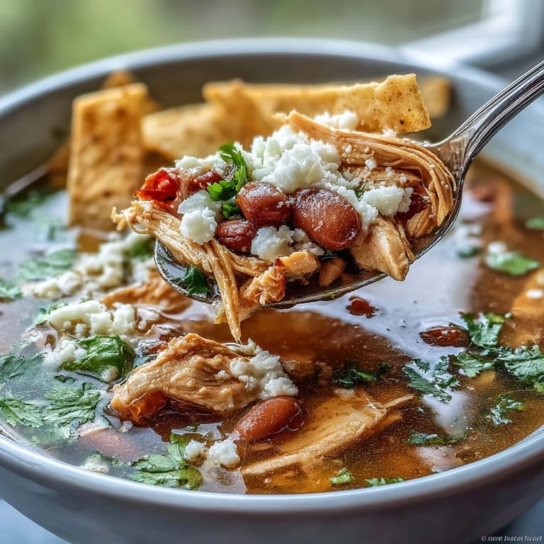 Homemade Chicken Tortilla Soup with lime wedges, avocado slices, and a dollop of sour cream on the side.