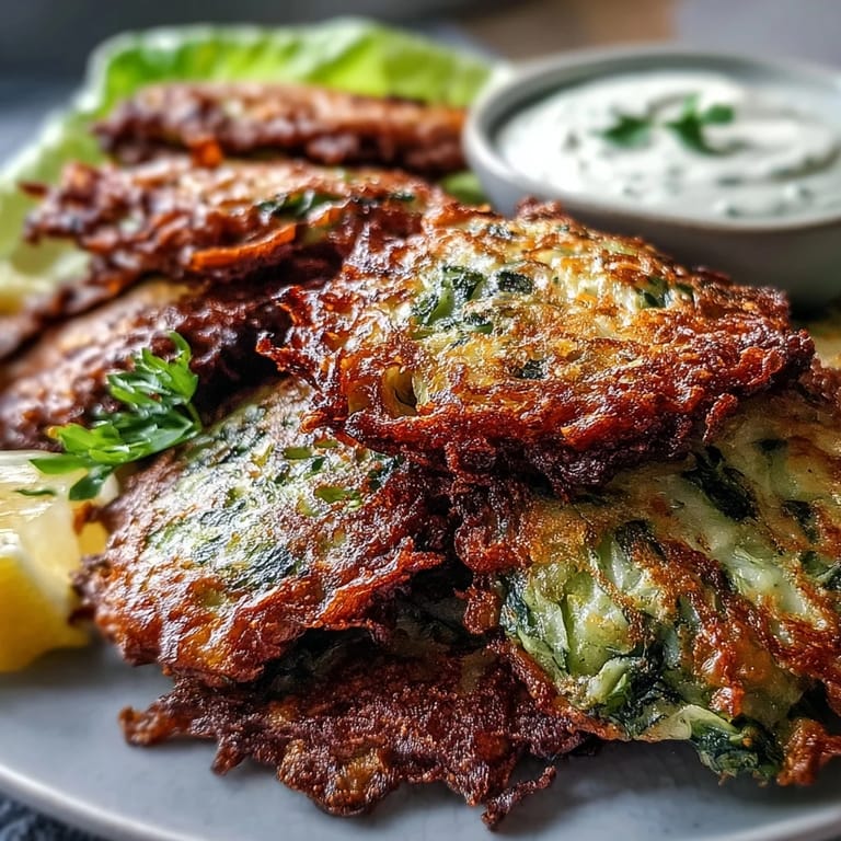 Savory cabbage fritters, lightly fried until crisp, served with a zesty condiment.