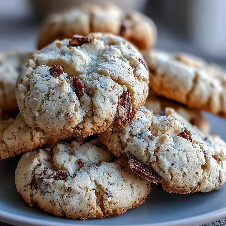 Upright Hojicha Cookies on a marble slab dusted with hojicha powder, highlighting their deep brown hue and buttery texture.