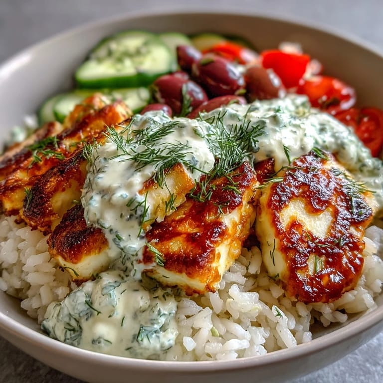 Colorful Mediterranean Greek Halloumi Power Bowl with warm pita wedges ready for a protein-packed lunch.