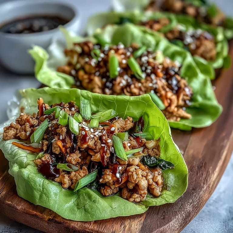 A healthy, low-carb turkey potsticker stir-fry lettuce wraps recipe served on a white plate, perfect for an easy Asian fusion dinner.