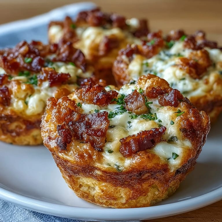 A dozen freshly baked Ranch Bacon Breakfast Egg Bites arranged on a white plate, perfect for a savory low-carb breakfast.