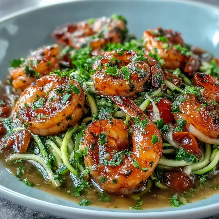 Light and flavorful shrimp scampi featuring tender shrimp and spiralized zucchini tossed with zesty lemon and fresh herbs.  