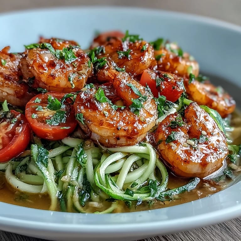 Healthy shrimp scampi recipe with zucchini noodles, garlic, and a bright lemon sauce for a satisfying gluten-free meal.