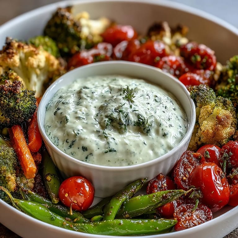 Kid-friendly Little Sprout Veggie Platter with Green Goddess Dip, featuring crisp cucumbers, broccoli, and cauliflower served with a vibrant, herb-packed yogurt dip.
