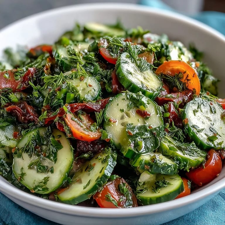 Crisp cucumber and radish salad tossed in tangy dill vinaigrette, an ideal vegetarian side dish.