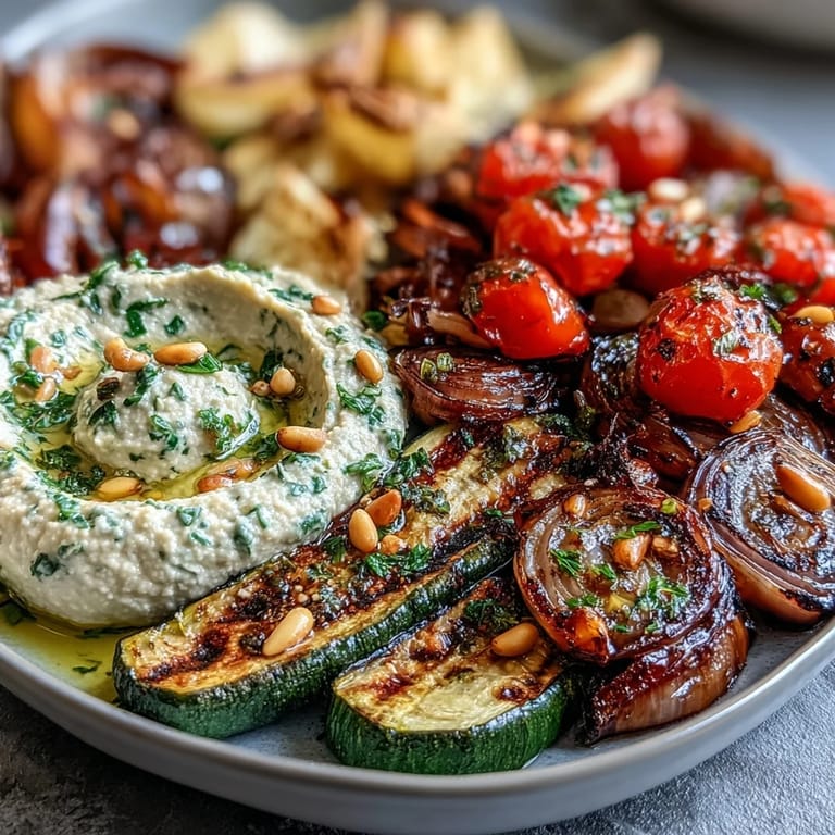 Healthy Grilled Veggie Platter with Hummus, perfect for summer barbecues or light Mediterranean meals.