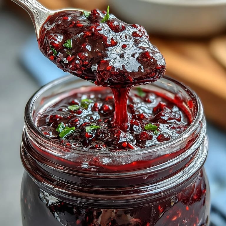 Thick, smooth Fricy Blackberry Jalapeño BBQ Sauce cooling in a jar, promising sweet heat.