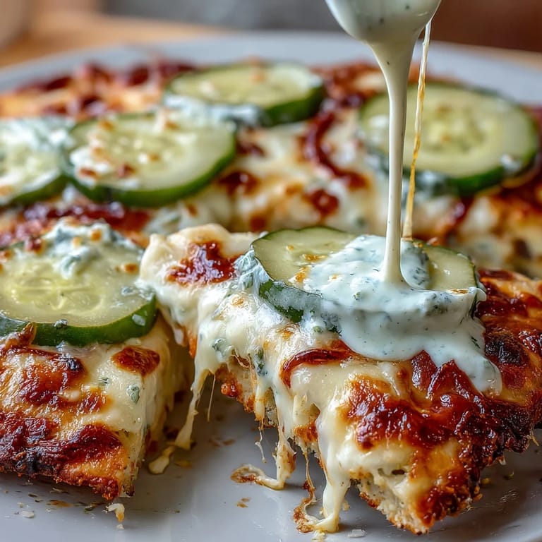 Gooey melted cheese tops this Pickle Pizza Flatbread, a perfect appetizer.