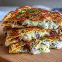 Adorable bunny-shaped quesadillas filled with melted cheddar and mozzarella, decorated with olive eyes and carrot noses for a festive Easter snack.