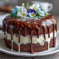 Vibrant Spring Floral Drip Cake with Lemon Frosting, showcasing a delicate white chocolate cascade over zesty lemon buttercream.