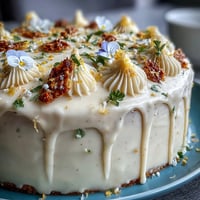 Baby Shower Lemon Sunshine Cake with Floral Topper topped with creamy lemon frosting and fresh edible flowers for a festive dessert.